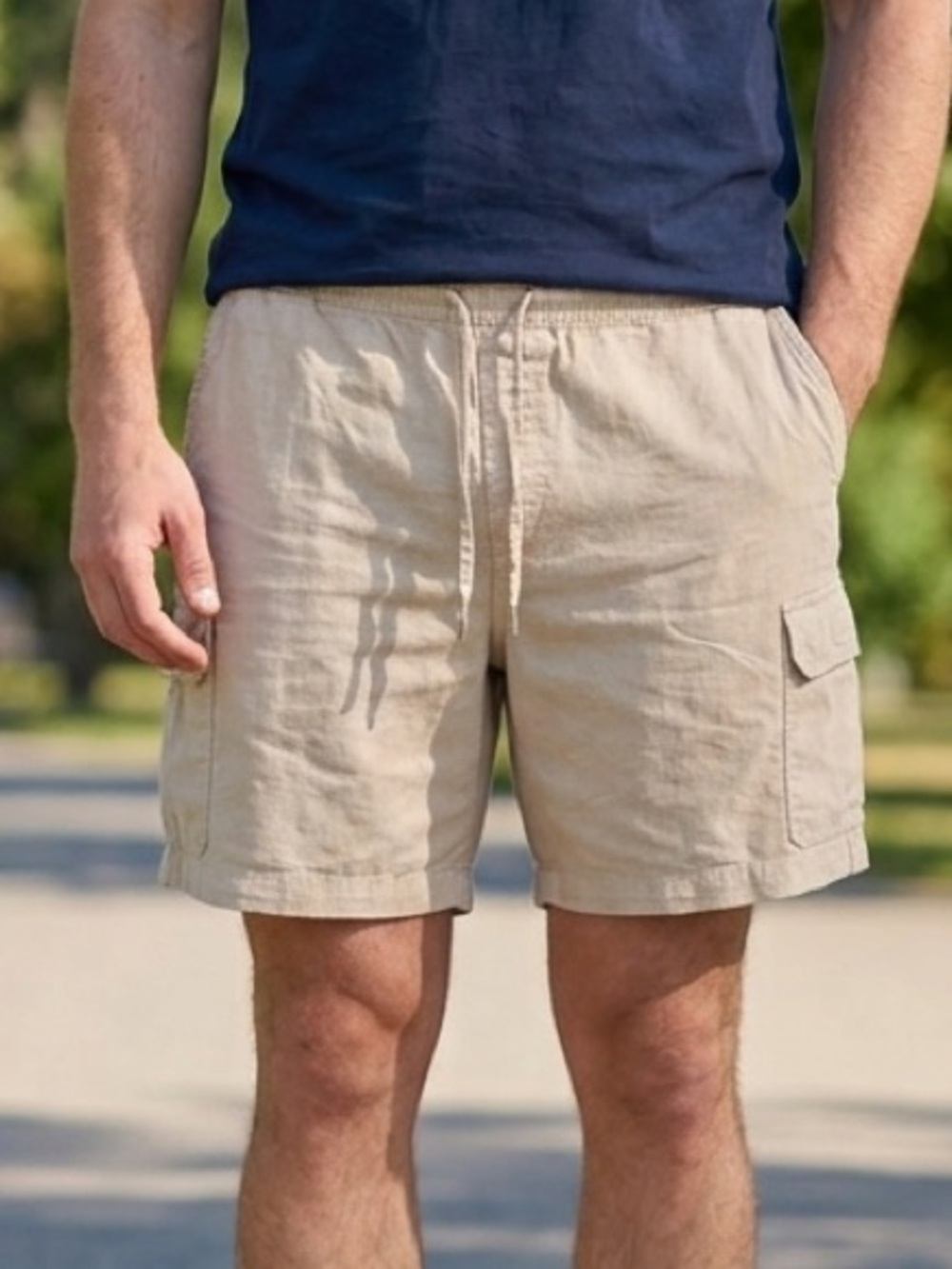 Free Assembly Linen Blend Cargo Shorts XXXL Tan